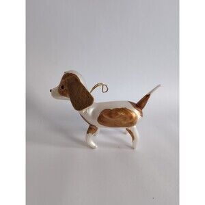 De Carlini Vintage Beagle Dog Handblown Glass Ornament Italy